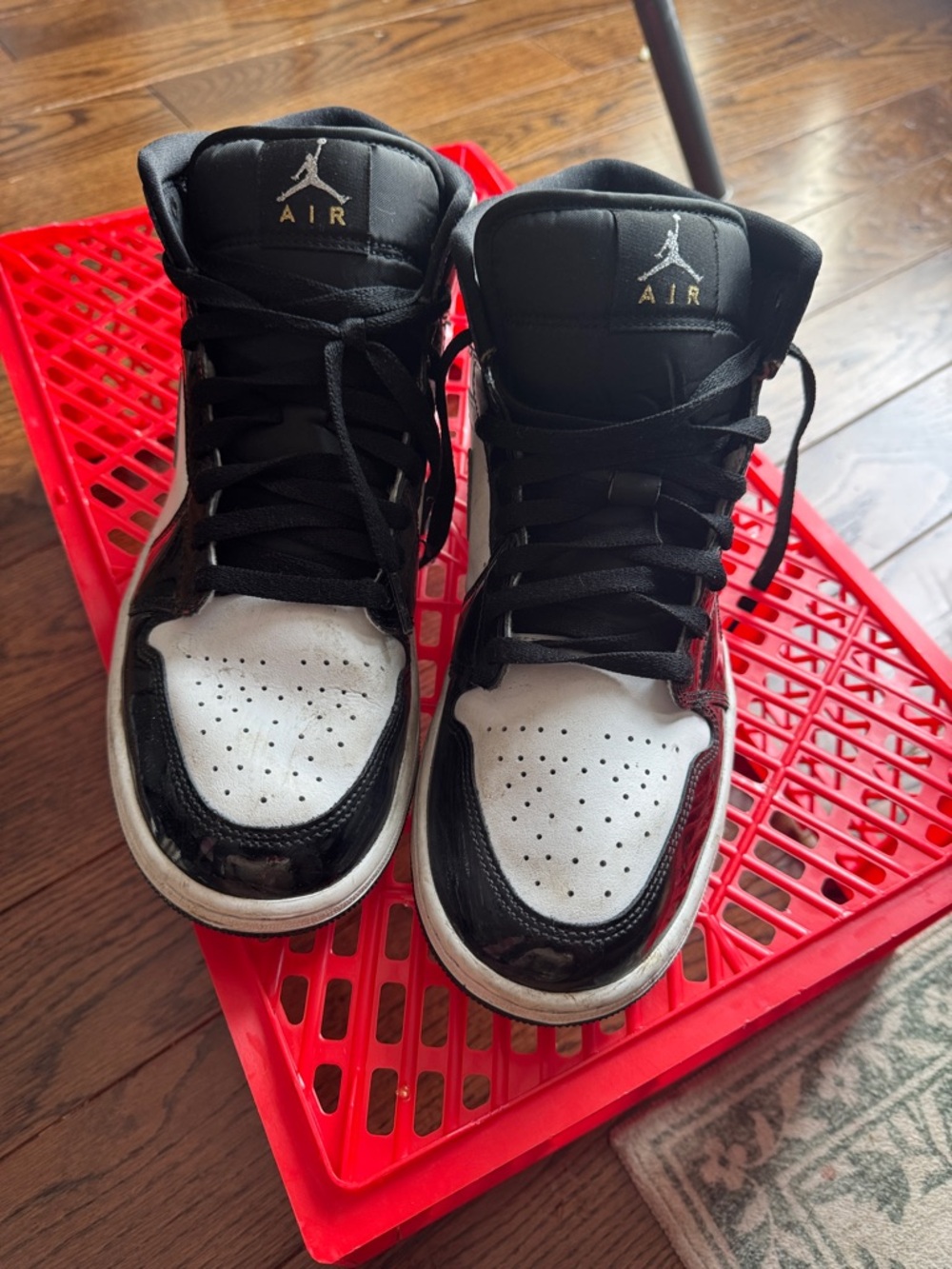 Jordan Men’s Black, White and Red High-Top Sneakers